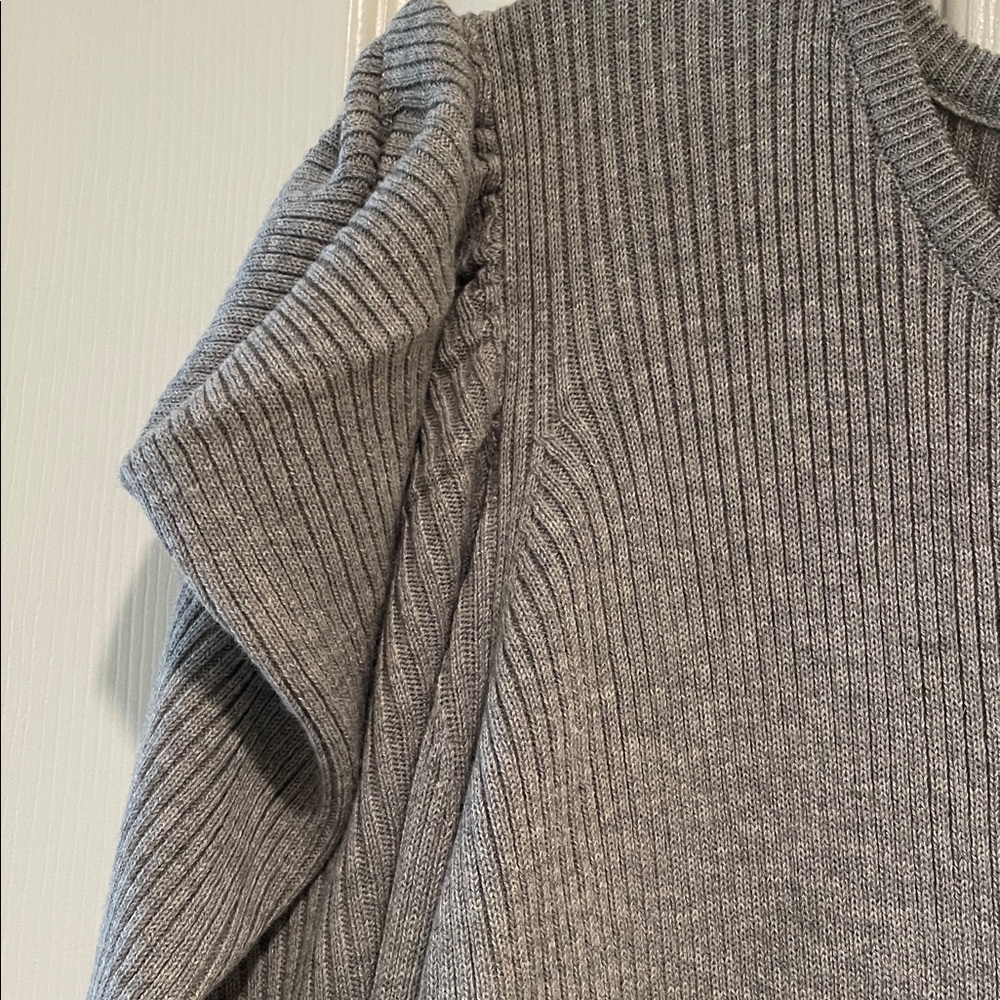 NWT JOE’S JEANS Heather Gray pull over ribbed top Puff shoulder size XL - Picture 4 of 11